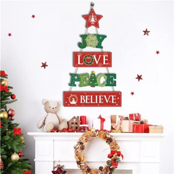 Joy Love Peace Christmas Indoor Outdoor Decoration,Hanging Christmas,20.4"X12.6" - Picture 2 of 6